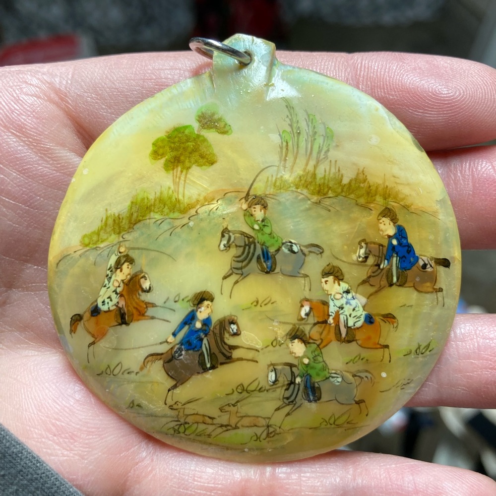 Hand painted vintage Persian story pendant